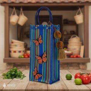 Traditional Mexican Mercado Tote Bag – Butterfly Reusable Plastic Market Bag